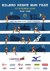 Cartel del Bilbao Night Running Fest 2026: sábado 17 de octubre, 21K y 10K nocturnos