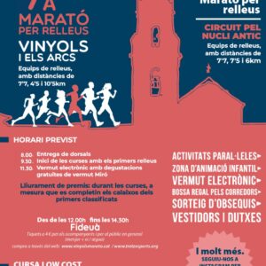 Cartel de la 7ª Marató y 4ª Mitja Marató per Relleus de Vinyols i els Arcs 2026