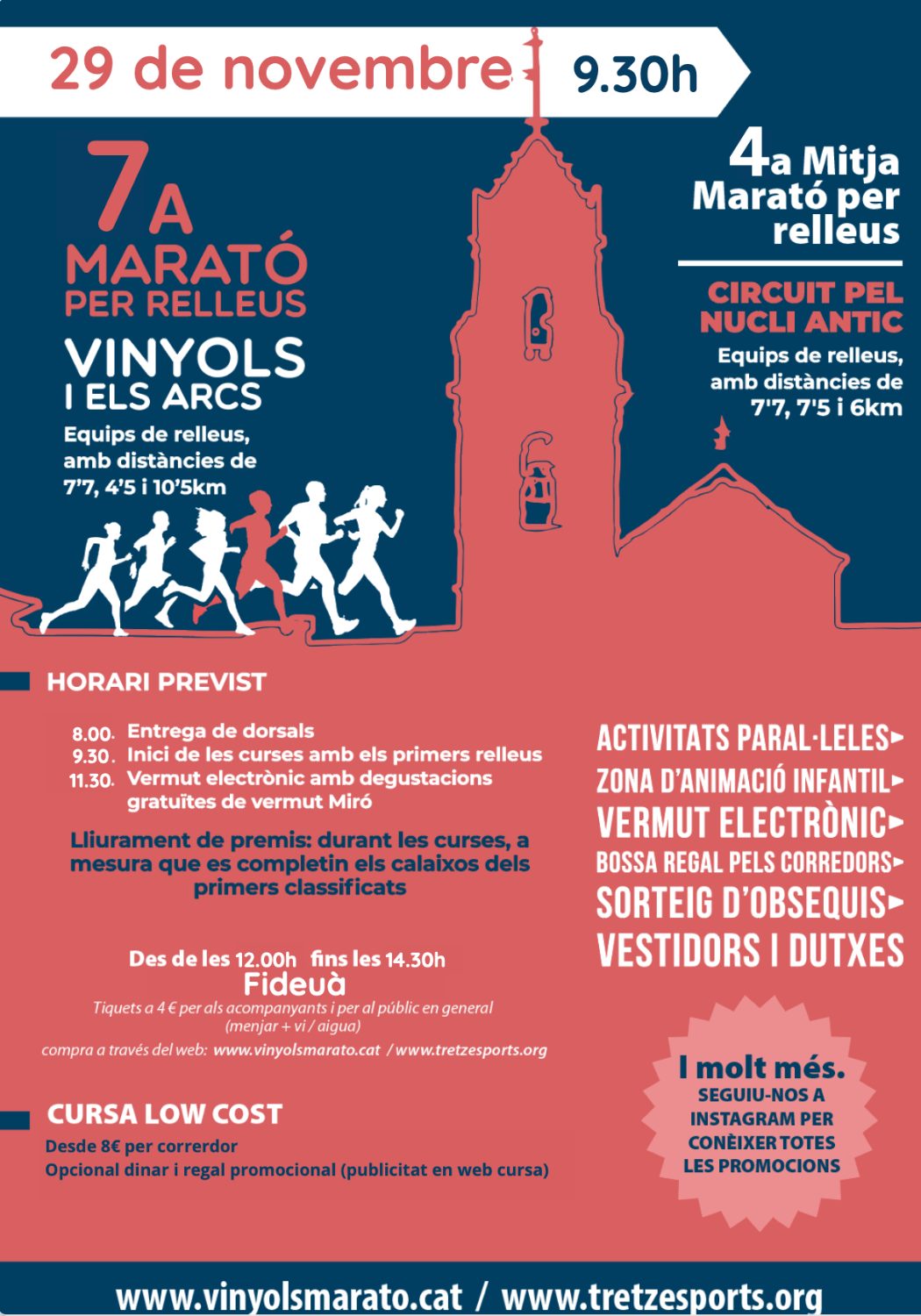 Cartel de la 7ª Marató y 4ª Mitja Marató per Relleus de Vinyols i els Arcs 2026