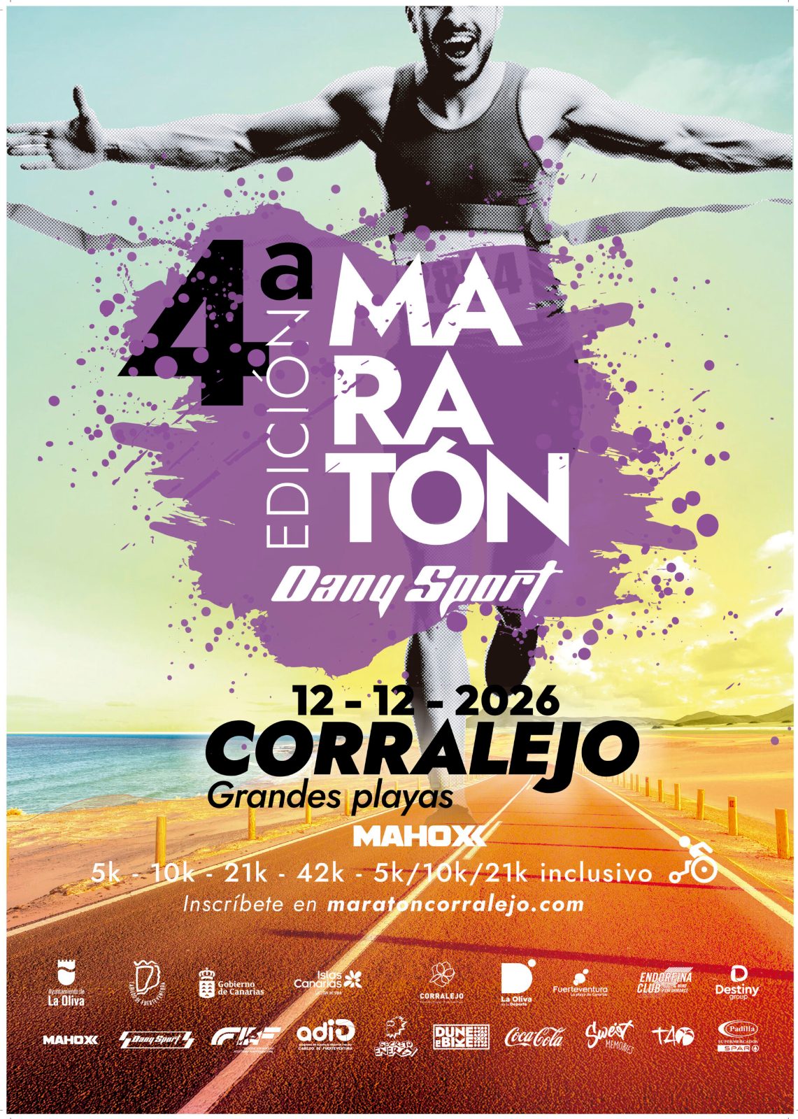 Cartel oficial de la 4.ª Maratón Dany Sport Corralejo Grandes Playas, 12 de diciembre de 2026