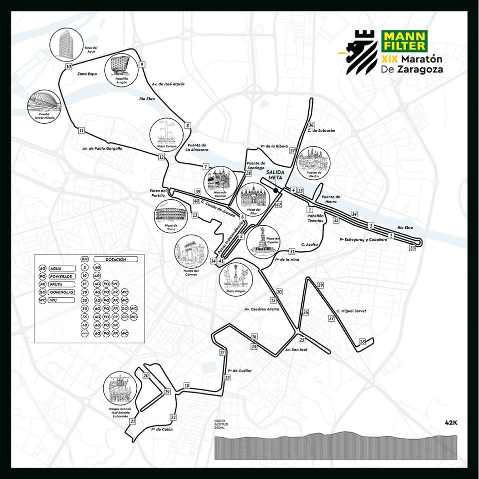 Plano del recorrido del Maratón de Zaragoza