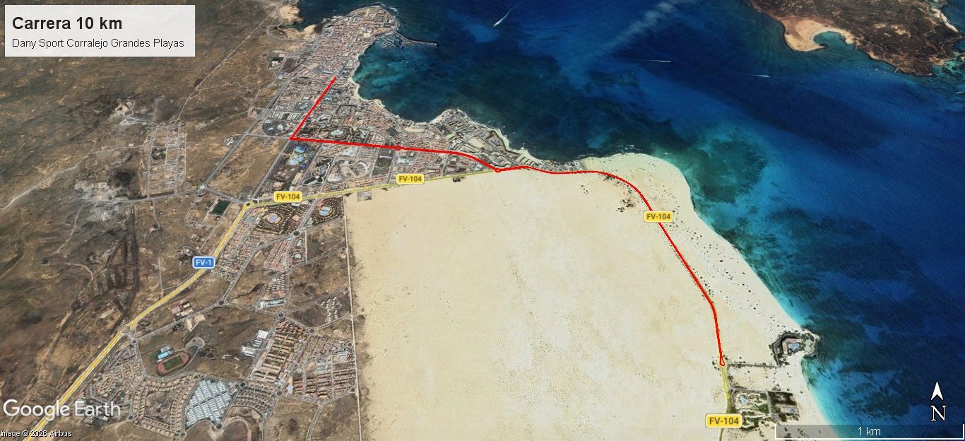 Plano del recorrido del 10K de la Maratón Corralejo Grandes Playas